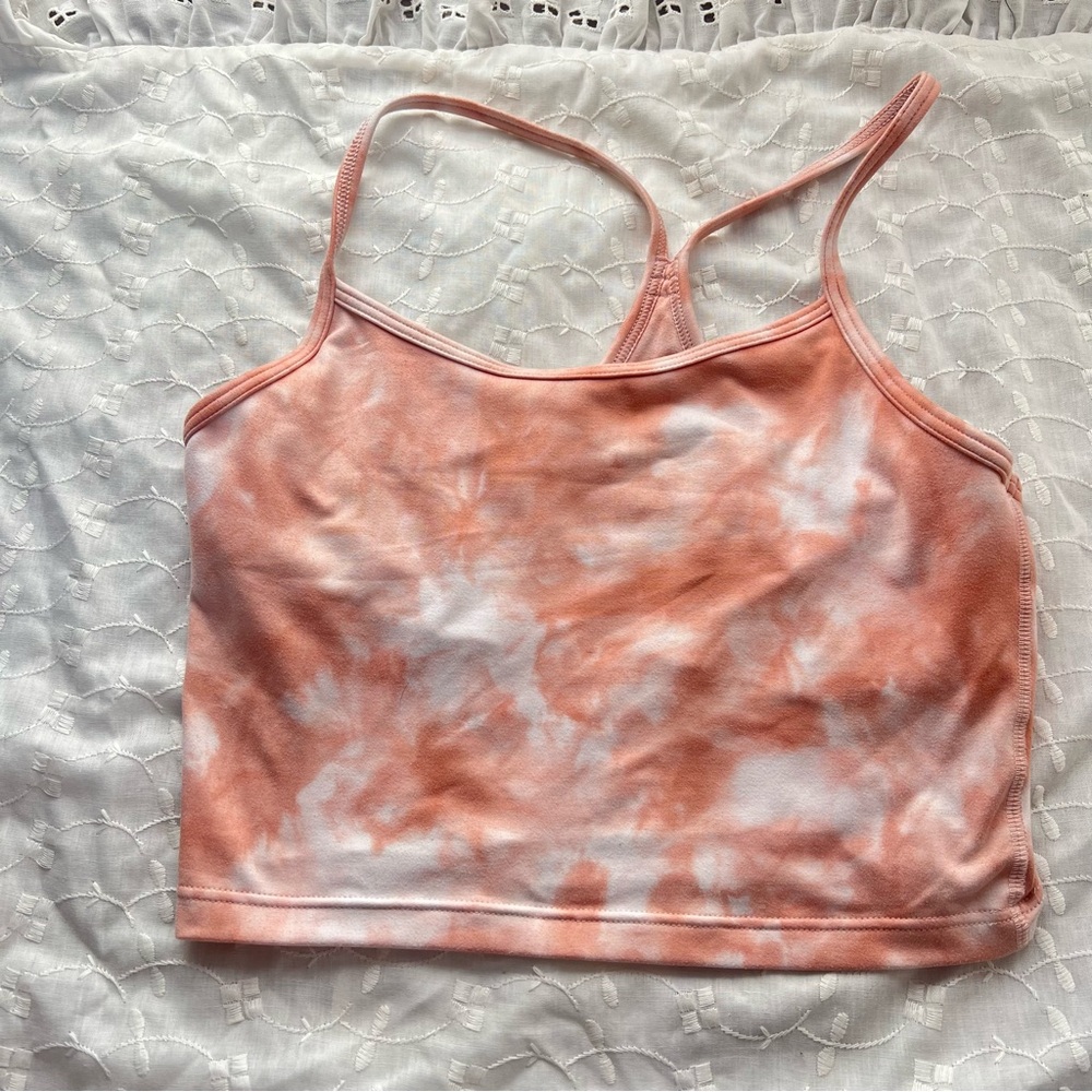 Offline by Aerie Orange and White Tie-Dye Crop Top